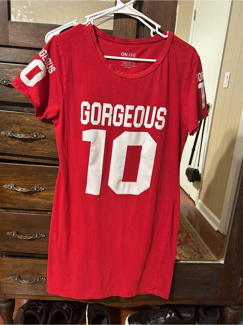On Fire Women's Red 'Gorgeous 10' Graphic Tee